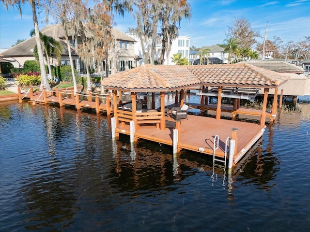 view of dock featuring a water view