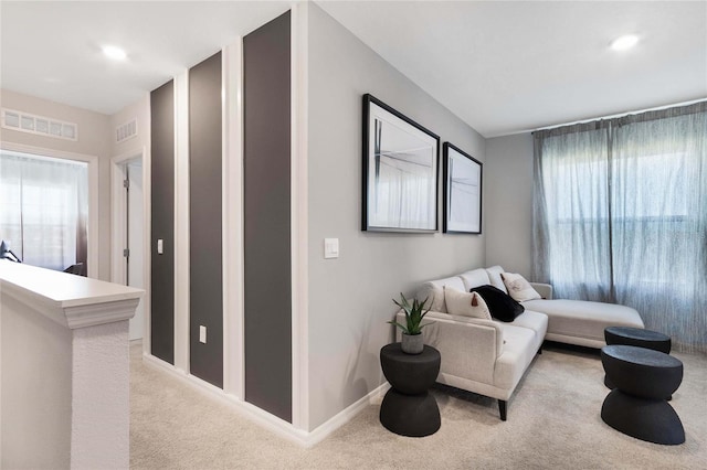 living room with carpet floors