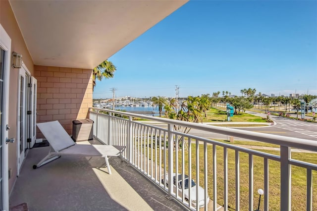 balcony with a water view