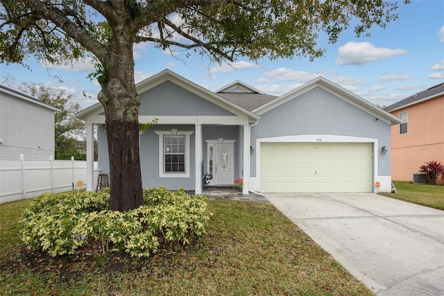 single story home featuring a garage