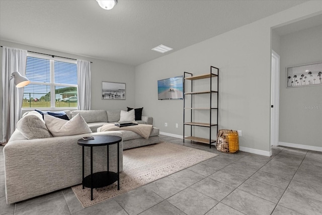 view of tiled living room