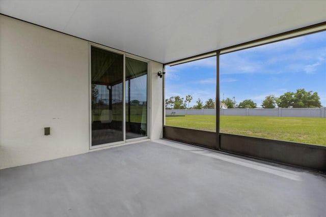 view of unfurnished sunroom