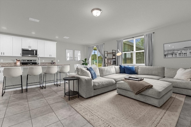 view of tiled living room