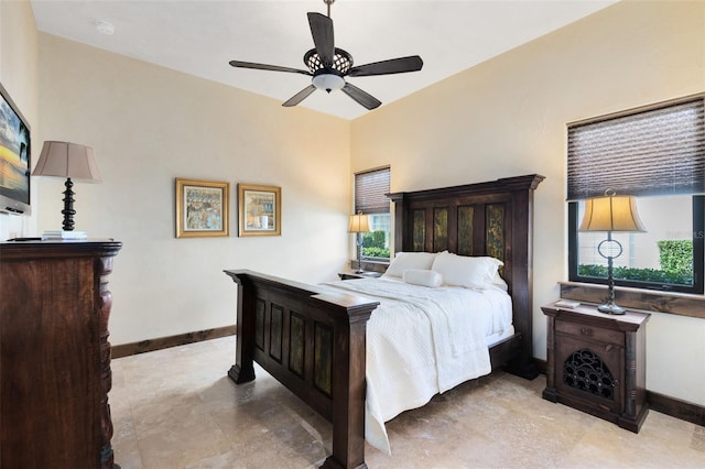 bedroom featuring ceiling fan