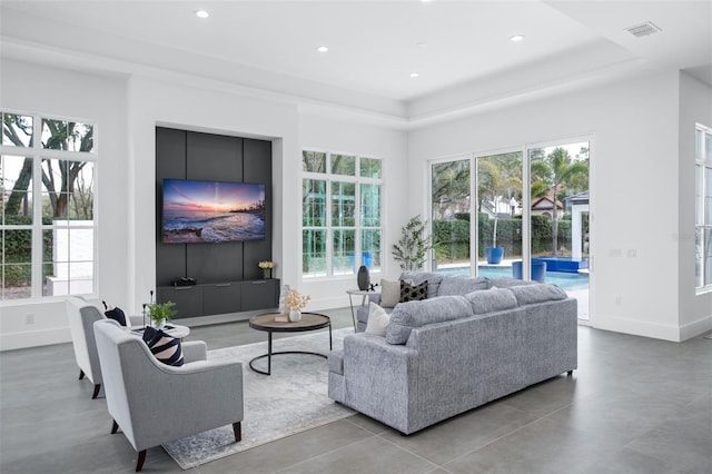 living room featuring a wealth of natural light