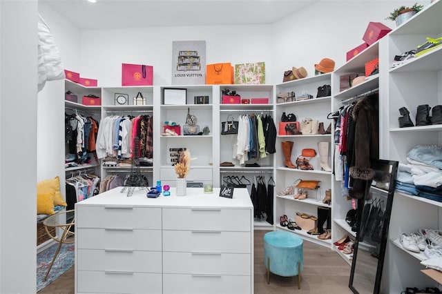 walk in closet featuring light wood-type flooring