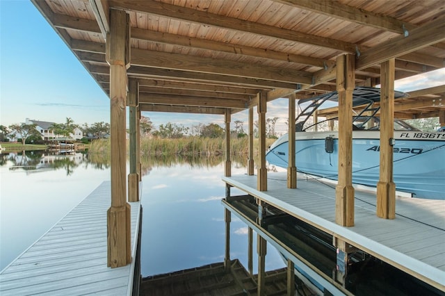 view of dock featuring a water view