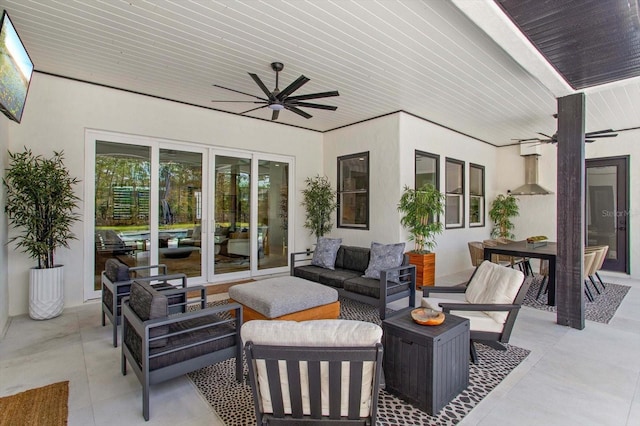 view of patio / terrace with an outdoor hangout area and ceiling fan