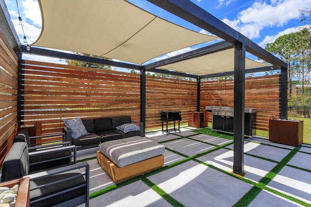 view of patio featuring an outdoor hangout area