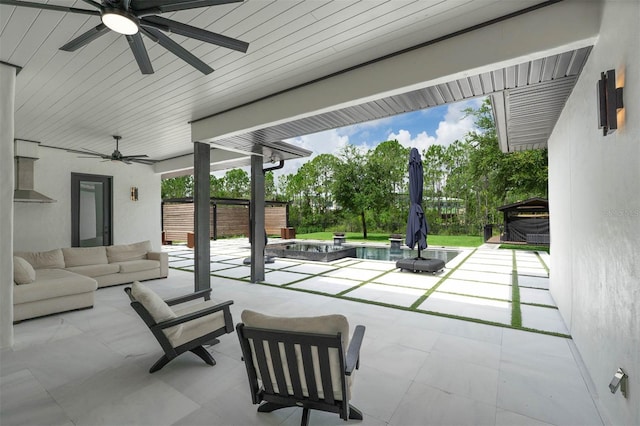 10416 Pocket Ln, Orlando, FL 32836 - view of patio / terrace featuring ceiling fan, outdoor lounge area, and an outdoor pool