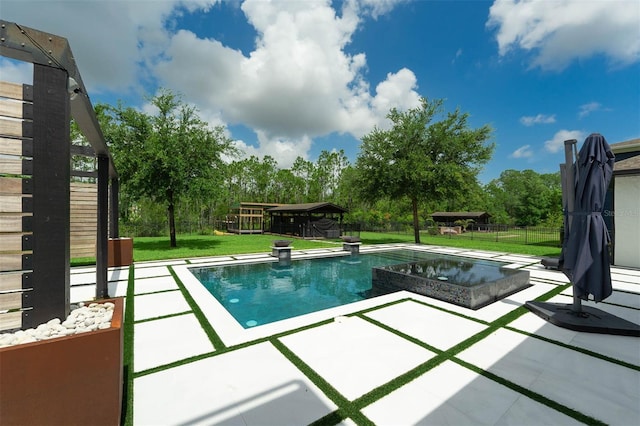 10416 Pocket Ln, Orlando, FL 32836 - view of swimming pool with a patio, a fenced backyard, and view of wooded area