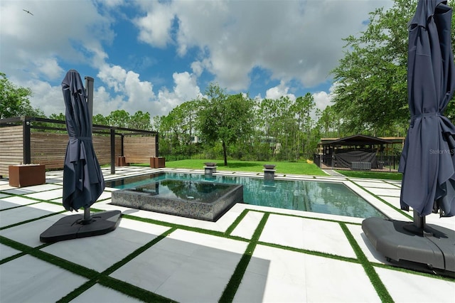 10416 Pocket Ln, Orlando, FL 32836 - view of swimming pool with an in-ground hot tub, a gazebo, and a patio