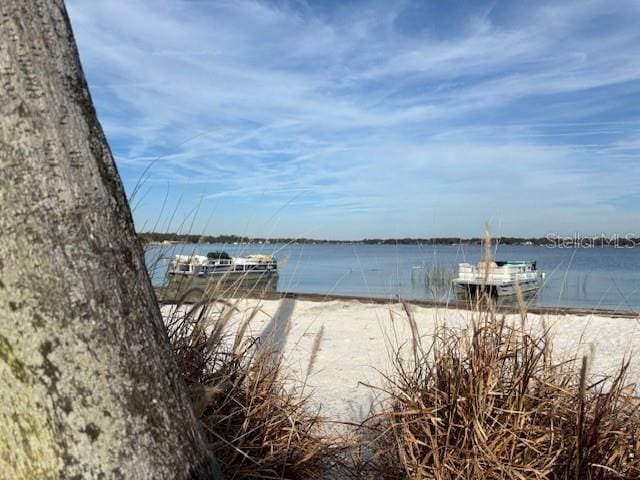 property view of water with a beach view