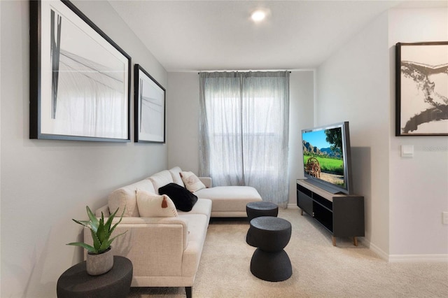 living room featuring carpet floors