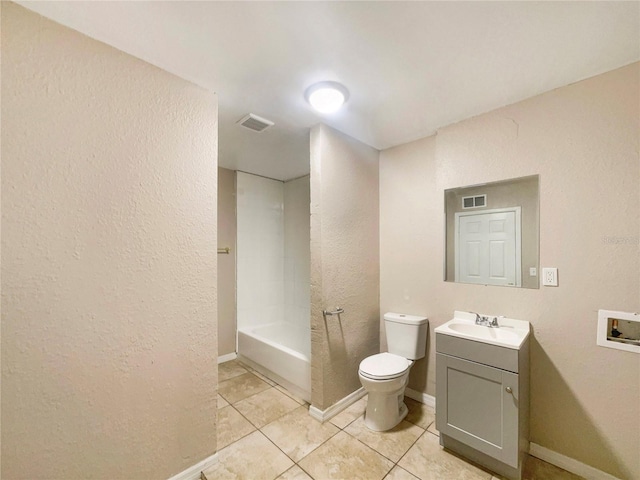 bathroom with tile patterned flooring, vanity, and toilet