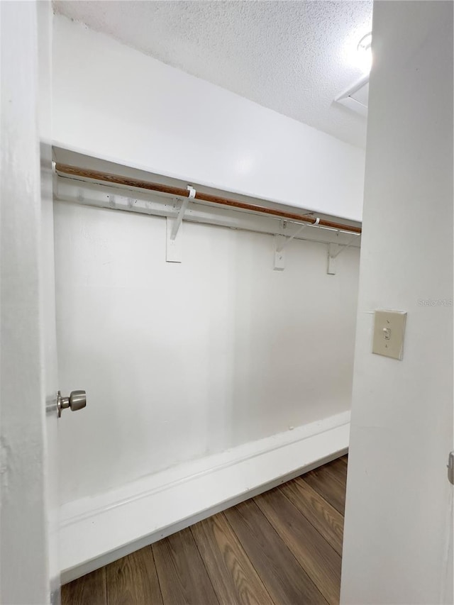 spacious closet featuring dark hardwood / wood-style floors