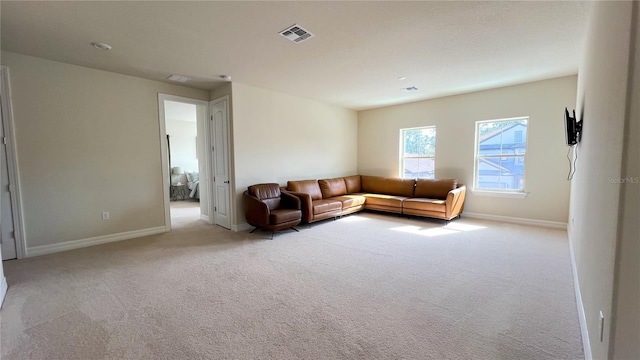 living room with light carpet