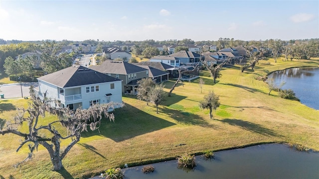 bird's eye view featuring a water view