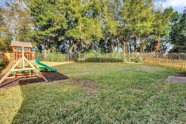 view of yard featuring a playground