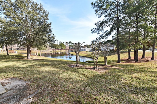 view of yard featuring a water view