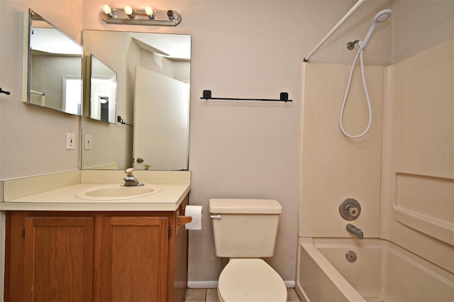 full bathroom with vanity, toilet, and shower / bathing tub combination