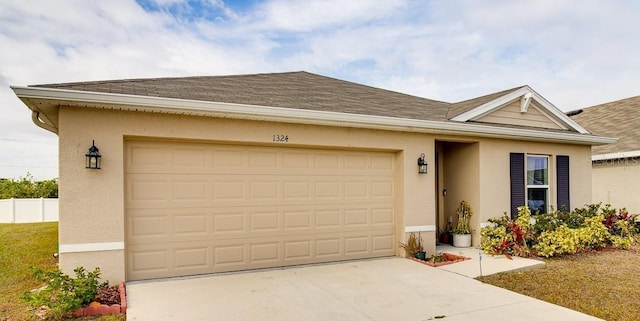 single story home with a garage