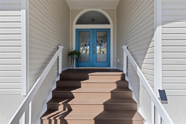 property entrance with french doors