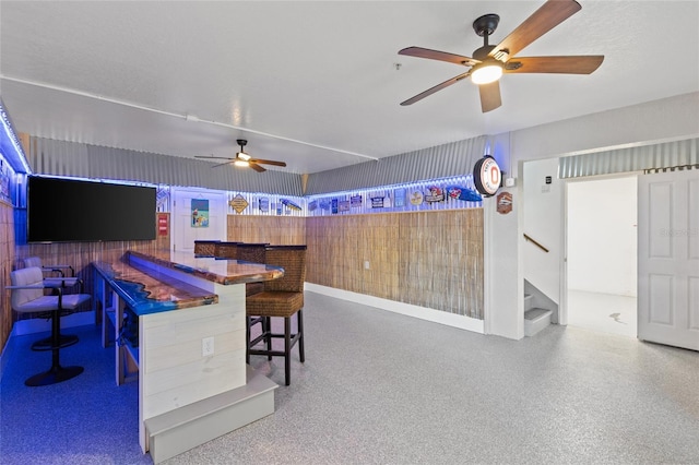 game room featuring ceiling fan