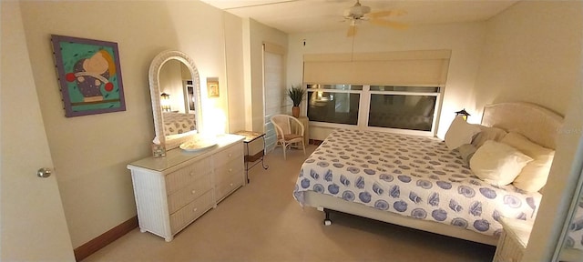 bedroom featuring carpet and ceiling fan