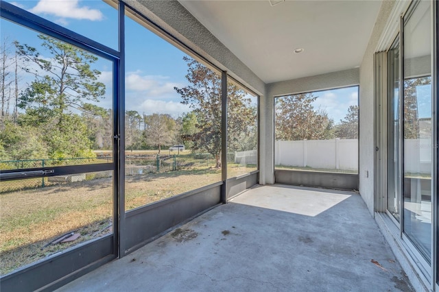 view of unfurnished sunroom