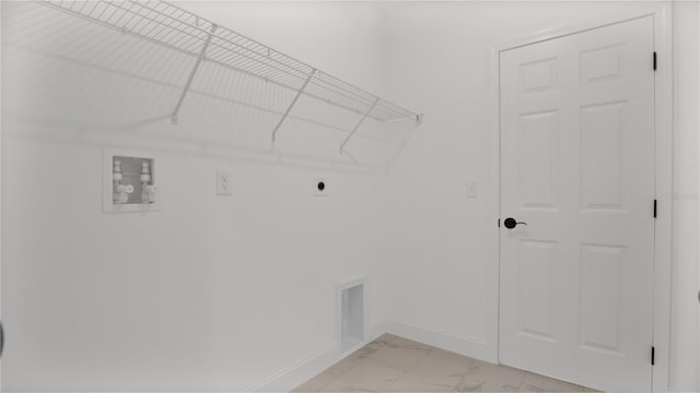 washroom with washer hookup and hookup for an electric dryer