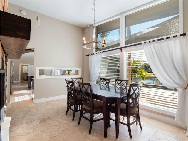 dining room featuring a chandelier