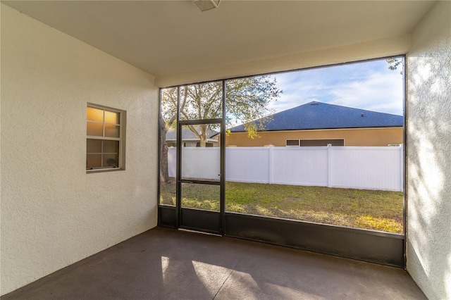 view of unfurnished sunroom