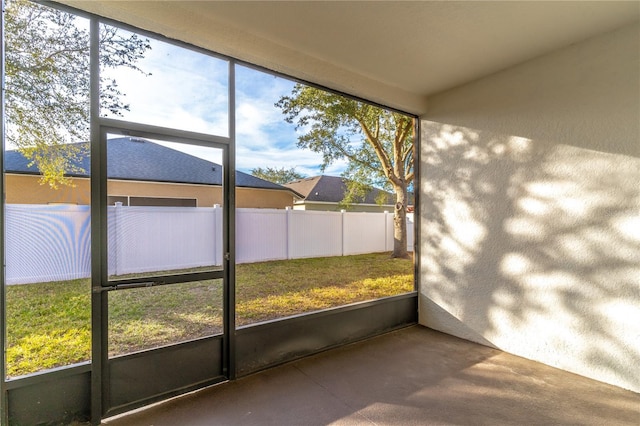 view of unfurnished sunroom