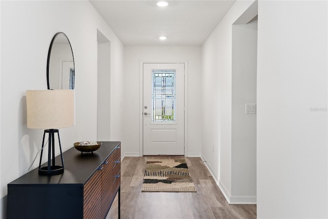 entryway featuring hardwood / wood-style flooring