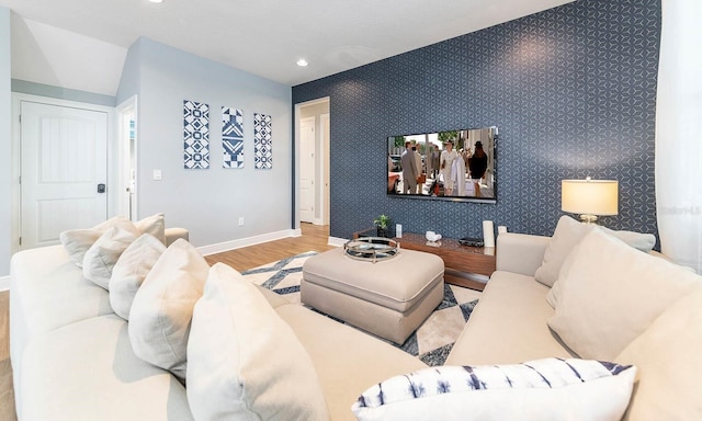 living room featuring light hardwood / wood-style floors