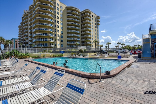 view of pool with a patio area