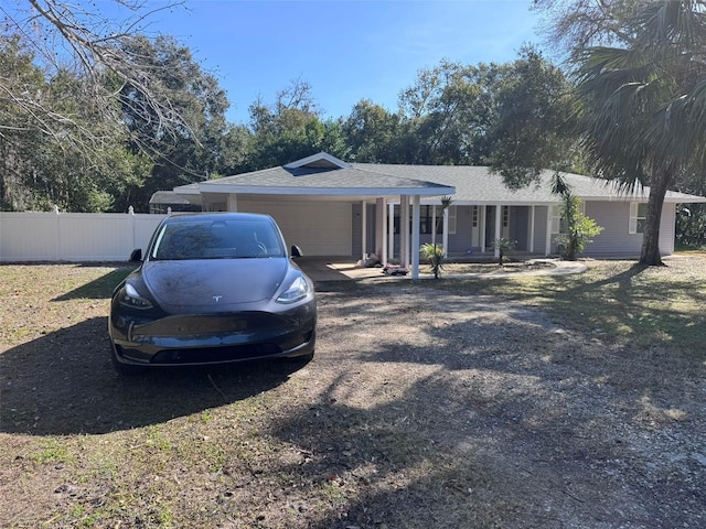 ranch-style home with a garage