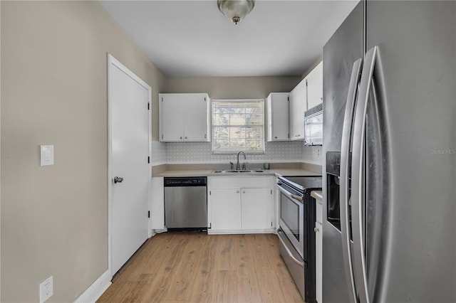 kitchen featuring white cabinetry, appliances with stainless steel finishes, sink, and backsplash