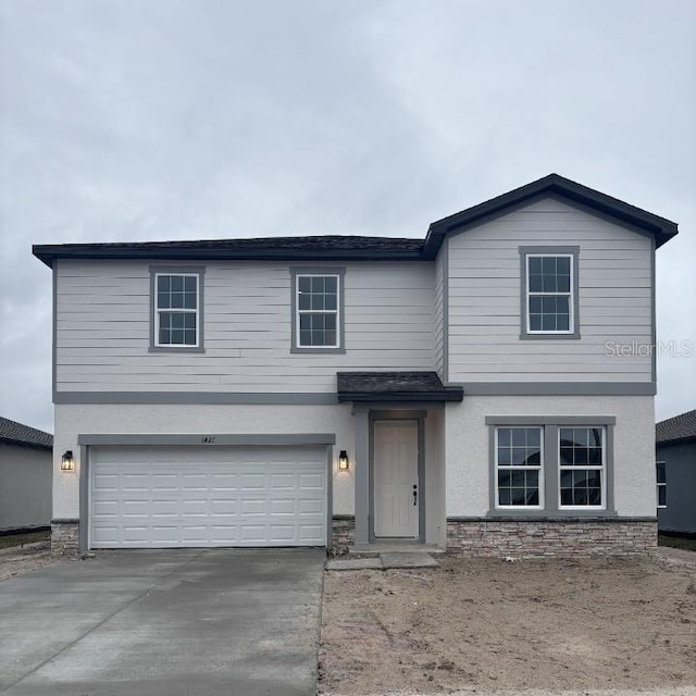 view of property featuring a garage