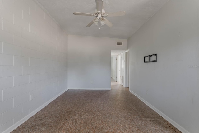 spare room with ceiling fan