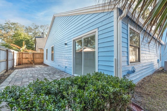 view of home's exterior with a patio