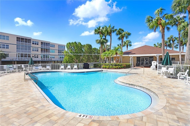 view of pool featuring a patio area