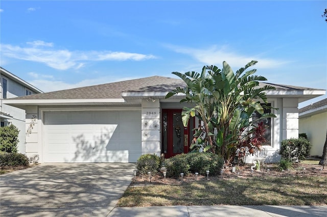 single story home with a garage