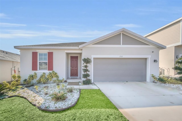 single story home with a garage