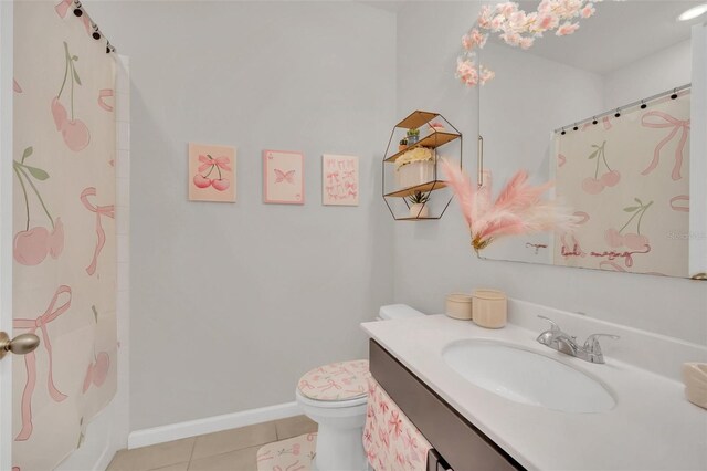 283 Archer Way, Haines City, FL 33844 - bathroom with vanity, curtained shower, tile patterned floors, and toilet
