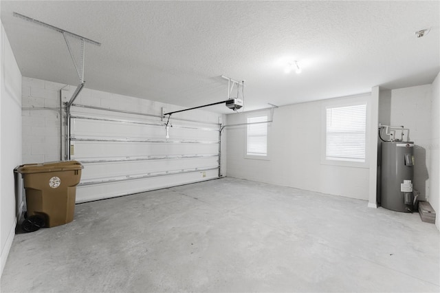 garage featuring a garage door opener and electric water heater