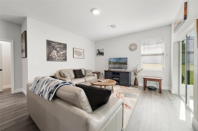 living room featuring hardwood / wood-style flooring