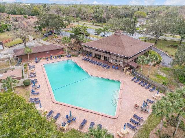 view of swimming pool featuring a patio