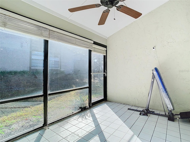 unfurnished sunroom with vaulted ceiling